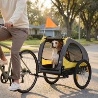 Aosom Dog Bike Trailer, Pet Stroller with Wheels for Medium Dogs, Yellow(m-2)