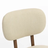 HOMCOM Upholstered Linen Fabric Kitchen Chairs, Modern Dining Chairs Set of 2 with Metal Legs, Beige(m-8)