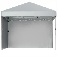 Outsunny 10' x 10' Pop Up Canopy with Sidewalls, Roller Bag, Height Adjustable Instant Tent for Outdoor Garden Patio, Light Grey(m-2)