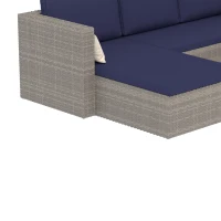 Outsunny 3pcs Modern Rattan Sofa Set, Wicker Patio Furniture Set with Coffee Table, Cushions, Pillows(m-11)