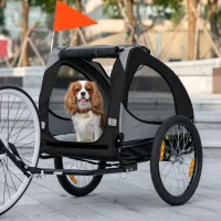 Aosom Dog Bike Trailer, Pet Stroller with Wheels for Medium Dogs, Black(m-10)