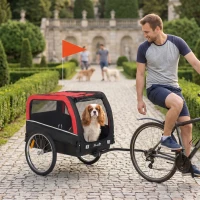 PawHut Dog Bike Trailer, Pet Cart Bicycle Carrier with 20" Air Tires, Quick-Release Wheels, Reflectors, Flag(m-2)