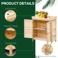 Outsunny Wood Garden Shed, Compact Outdoor Storage Cabinet Potting Shed with Inner Shelf and Double Doors for Backyard, Natural(m-6)