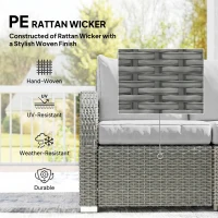 Outsunny 6-Piece Outdoor Rattan Patio Sectional Sofa Set with 3-Seat Couch, 2 Recliners, 2 Ottoman Footrests, & Coffee Table Conversation Set, Light Gray(m-6)