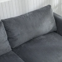 HOMCOM 3 Seater Sofa, 74" Modern Corduroy Upholstered Couch with Thick Spring Cushions, Solid Wood Legs, Armrests, Dark Grey(m-11)