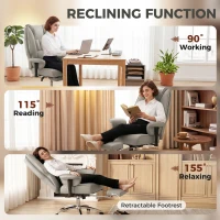 HOMCOM Ergonomic Office Chair, High Back Reclining Desk Chair with Adjustable Armrests, Pet Friendly Faux Leather, Light Gray(m-8)