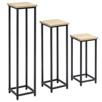 Outsunny 3 Packs Plant Stand Indoor, Metal Plant Stand Outdoor Plant Rack, Decorative Flower Display Holder for Patio Garden(m-2)