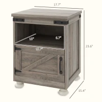 HOMCOM Side Table with Storage, End Table with Open Shelf, Cupboard and Wood Legs, Modern and Farmhouse Style, Gray(m-3)