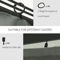 Outsunny 9.84' x 11.8' Gazebo Sidewall Set with Hooks/C-Rings, Gray(m-4)