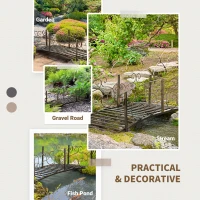 Outsunny 6FT Steel Garden Bridge with Safety Siderails, Decorative Arc Landscaping Bridge for Backyard Creek Stream Pond, Brown(m-6)