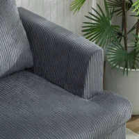HOMCOM 3 Seater Sofa, 74" Modern Corduroy Upholstered Couch with Thick Spring Cushions, Solid Wood Legs, Armrests, Dark Grey(m-9)