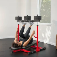 Soozier Vertical Leg Press Machine with Adjustable Leg, Back, and Head Positions, 1" Standard Plate Compatible, Red(m-9)