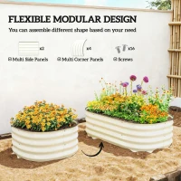 Outsunny 3.4' x 2' x 1' Galvanized Raised Garden Bed Kit, Metal Planter Box with Safety Edging, Cream(m-4)