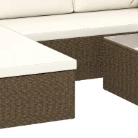 Outsunny 3pcs Modern Rattan Sofa Set, Wicker Patio Furniture Set with Coffee Table, Cushions, Pillows(m-9)