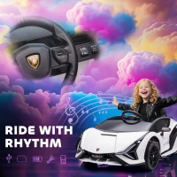 Aosom 12V Lamborghini SIAN Licensed Electric Car for kids with Remote Control, Horn, Music, & Headlights, White(m-6)