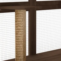 PawHut Large Outdoor Catio with Condos, Platforms, Doors, Ladders, Weather-Resistant Roof, Espresso(m-12)