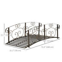 Outsunny 6FT Steel Garden Bridge with Safety Siderails, Decorative Arc Landscaping Bridge for Backyard Creek Stream Pond, Brown(m-3)