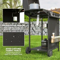 Outsunny 3+1 Burner Propane Gas BBQ Grill, Portable Gas Barbecue Grill with Side Burner, Thermometer, Lid, Side Table, Shelf, Spice Rack, Wheels, Grease Cup for Garden, Black(m-7)