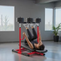 Soozier Vertical Leg Press Machine with Adjustable Leg, Back, and Head Positions, 1" Standard Plate Compatible, Red(m-2)