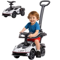 Aosom 3 in 1 Ride on Push Car for Toddlers, Licensed Kids Sliding Car with Safety Protection Footrest Horn, White(m-2)