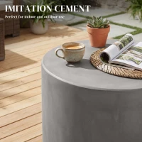 HOMCOM Lightweight Accent Table with Concrete Finish Round Side Table, Light Gray(m-4)