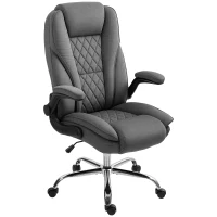 HOMCOM Executive Office Chair, Desk Chair with Flip-up Armrest, Diamond Fabric Computer Chair for Home Office, Dark Grey(m-2)