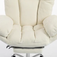 HOMCOM Criss Cross Chair with Wheels, Waterfall Armrests, Overstuffed Wide Office Chair with Footrest, Beige(m-9)