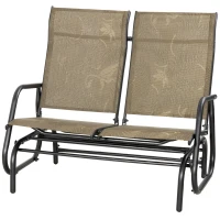 Outsunny Outdoor Glider Bench, Patio Glider for 2 Persons, Brown(m-2)