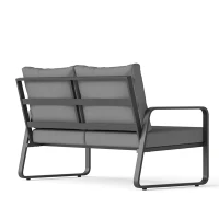 Outsunny Outdoor Sofa Thick Cushions Outdoor Patio Couch Loveseat 2 Seater for Garden Black and Light Grey(m-11)