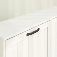 HOMCOM Shoe Cabinet with 4 Flip Drawers, Freestanding Narrow Shoe Storage Cabinet with Adjustable Shelves, Open Back, White(m-12)