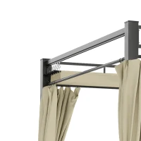 Outsunny 10' x 10' Outdoor Gazebo, Retractable Pergola Canopy with Curtains, UPF30+ Free Standing Metal Pergola Kit, Beige(m-11)