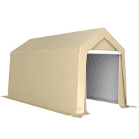 Outsunny 7' x 12' Outdoor Storage Shed Portable Garage with Roll-up Door for Motorcycle, Bike, Garden Tools, Beige(m-9)