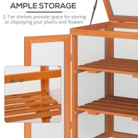 Outsunny Wooden 2 Tier Cold Frame Greenhouse Polycarbonate Plant Grow House Portable Garden, 22.8" x 17.3" x 30.7", Orange(m-6)