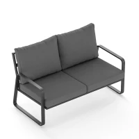 Outsunny Outdoor Sofa Thick Cushions Outdoor Patio Couch Loveseat 2 Seater for Garden Black and Light Grey(m-12)