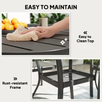 Outsunny 5 Piece Outdoor Dining Set with Round Table and 4 Stackable Chairs, for Backyard, Lawn, Deck, Balcony, Pool Side(m-7)