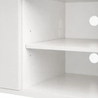 HOMCOM TV Stand for TVs up to 60 Inch, Modern Entertainment Center with LED Lights and Power Outlets, High Gloss White(m-11)