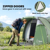 Outsunny Pop Up Camping Tent with Vestibule Waterproof Tent for 2-3 Person, Dark Green(m-5)