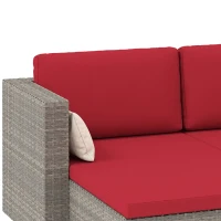 Outsunny 3pcs Modern Rattan Sofa Set, Wicker Patio Furniture Set with Coffee Table, Cushions, Pillows(m-11)