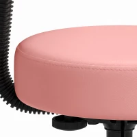 HOMCOM Rolling Stool with Wheels, Swivel Stool with Back Support, Adjustable Height, PU Leather Swivel Chair, Pink(m-9)