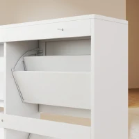 HOMCOM Shoe Cabinet with 4 Flip Drawers, Freestanding Narrow Shoe Storage Cabinet with Adjustable Shelves, Open Back, White(m-11)
