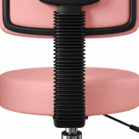 HOMCOM Rolling Stool with Wheels, Swivel Stool with Back Support, Adjustable Height, PU Leather Swivel Chair, Pink(m-10)