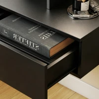 HOMCOM Floating Nightstand Set of 2, Wall Mounted Bedside Table with with Power Outlets, Drawer and Shelf, Black(m-11)