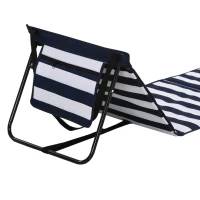 Outsunny Set of 2 Foldable Lounge Chairs with Carry Bag, Adjustable Backrest, Blue and White(m-11)