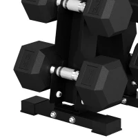Soozier Hex Dumbbell Weight Set with Vertical Rack, 120lbs Rubber-Coated Dumbbells with Non-Slip Handles(m-9)