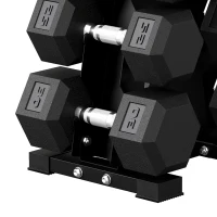 Soozier Hex Dumbbell Weight Set with Vertical Rack, 180lbs Rubber-Coated Dumbbells with Non-Slip Handles(m-9)