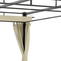 Outsunny 10' x 10' Outdoor Gazebo, Retractable Pergola Canopy with Curtains, UPF30+ Free Standing Metal Pergola Kit, Beige(m-9)