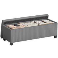 HOMCOM 44 Inches Ottoman with Storage, Lid, Legs, Corduroy End of Bed Bench for Living Room, Bedroom, Entryway, Gray(m-11)