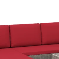 Outsunny 3pcs Modern Rattan Sofa Set, Wicker Patio Furniture Set with Coffee Table, Cushions, Pillows(m-10)