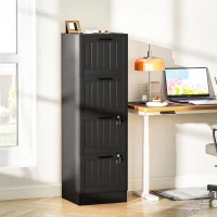 HOMCOM 4 Drawer Filing Cabinet with Lock, Office Storage Cabinet with Adjustable Hanging Bars for A4 Letter Size Files, Black(m-1)