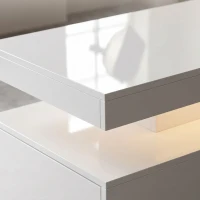 HOMCOM LED Coffee Table with Storage, 2-Tier Modern Center Table with 2 Drawers for Living Room, High Gloss White(m-9)